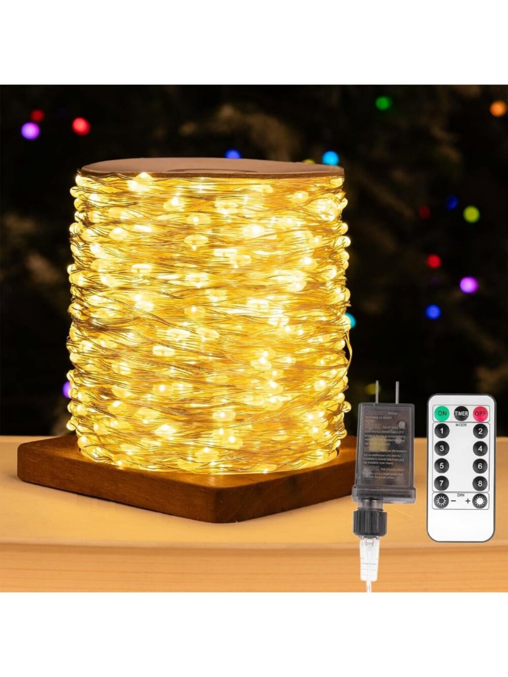 660FT 2000LEDs Fairy Lights Plug in,Silver Wire,Warm White